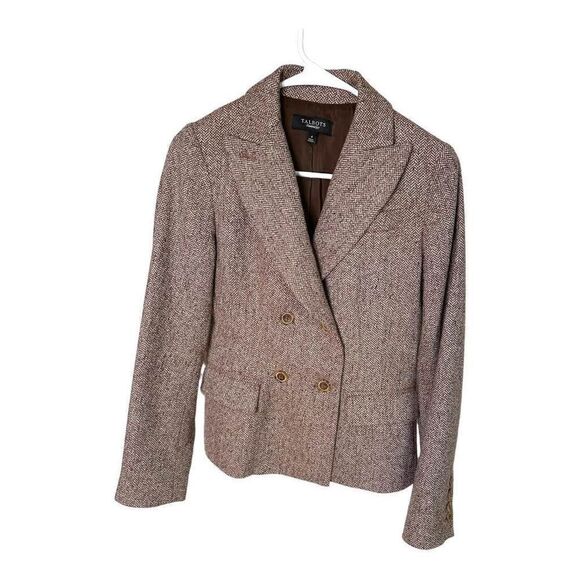 Talbots Maroon Herringbone Wool Blend Blazer - Size 4 - Picture 5 of 8
